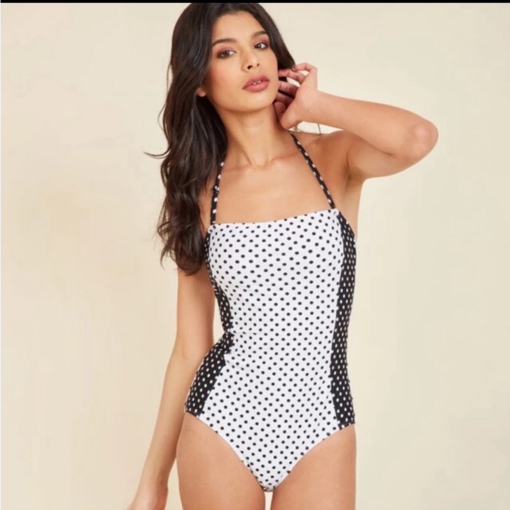 ModCloth NWT Retro Darling Dot One-Piece Swimsuit size Large